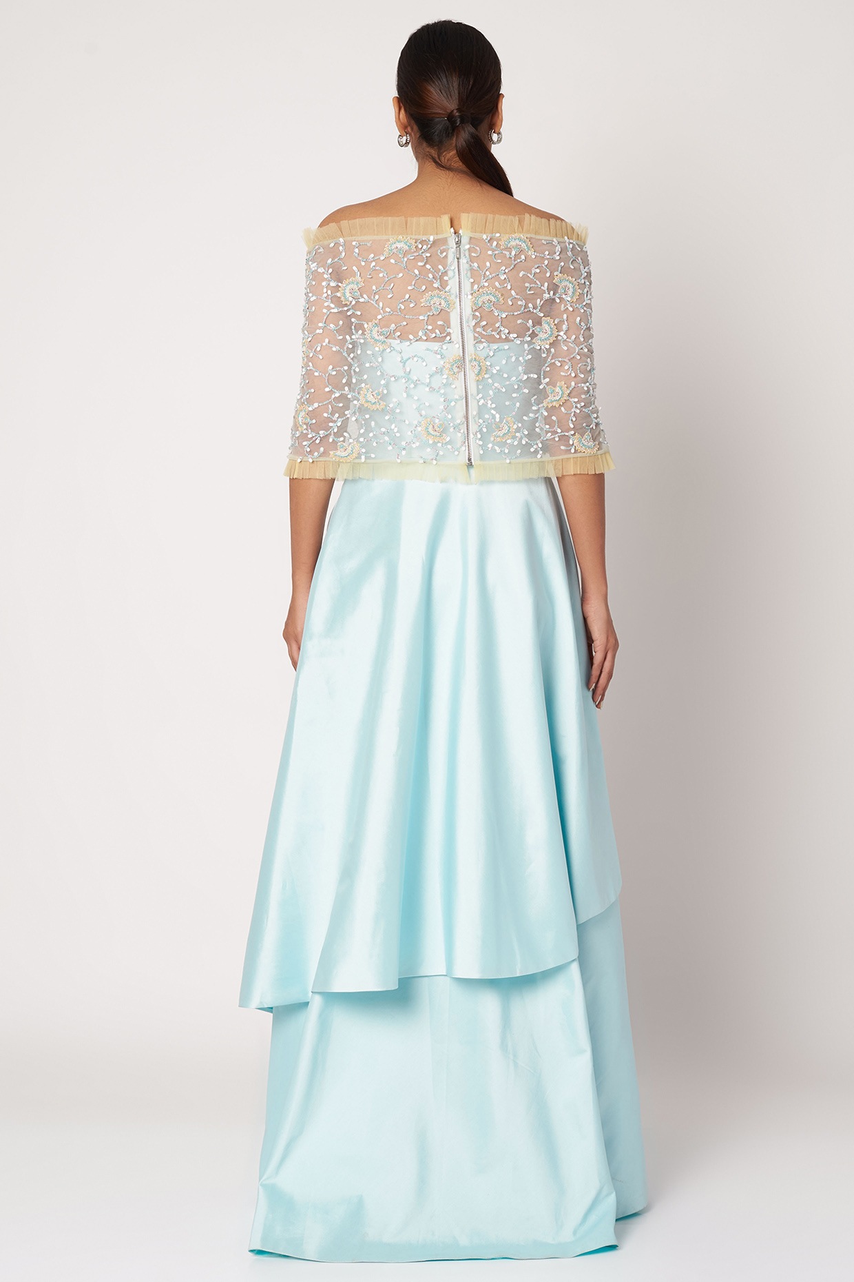 Fantasy Theme Royal Blue Lace Wedding Dress with Black Cape | MAUDE – ieie